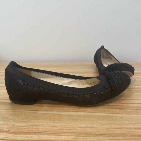 CHANEL Authentic black suede ballet flats with CC logo and ruffle trim sz 36 - Picture 4 of 8